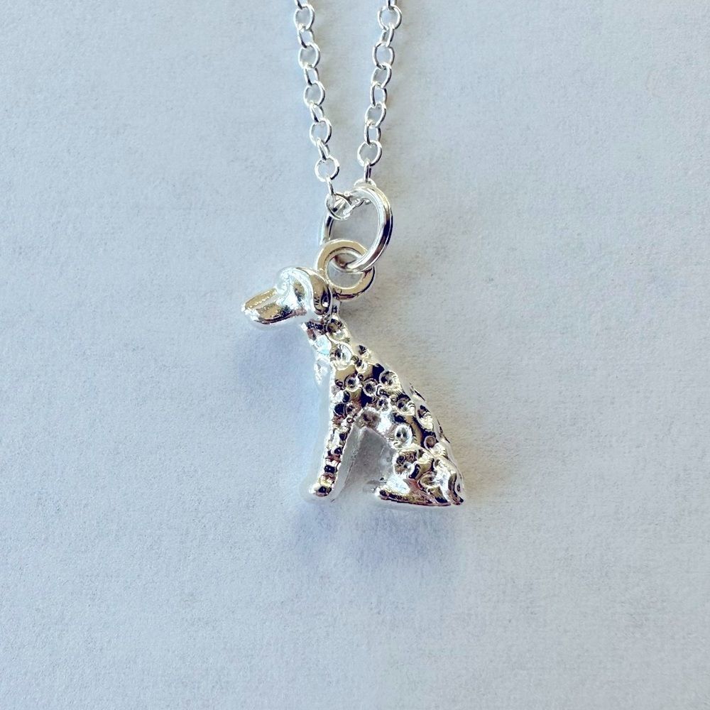 Dalmation Dog Necklace Silver Tone Pendant Charm